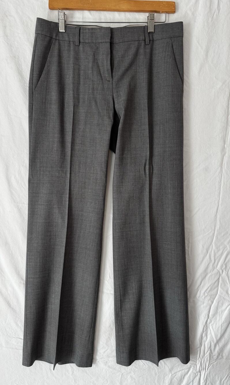 Women’s Theory Gray Emery Tailor Wool Blend Wide Leg Dress Pants Size 8 Classic